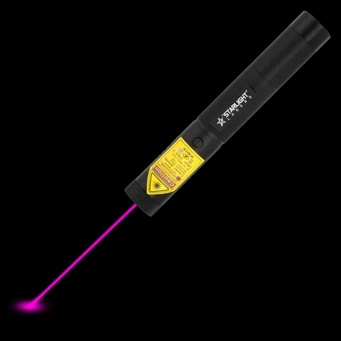 Puntero láser violeta recargable V1 Pro con el haz láser visible en la oscuridad